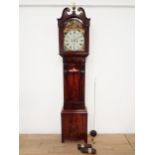 An early 19th Century Longcase Clock with arched painted dial inscribed Geo Bain, Brechin, 8-day