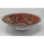 A lustreware Bowl, by Nick Caiger Smith, monogrammed on base, 5in H, 15in Diam