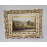 A Chamberlain Worcester Card Tray c1820, painted with a view of Walcot, the seat of the Earl of