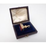 A gold Seal Fob set carnelian engraved initials in original box.