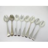 Eight George III silver Table Spoons, old English pattern, various dates and makers including London