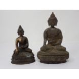Two bronze seated Buddhas, 7 1/2 and 6in H