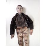 A 19th Century large carved wooden English made professional marionette, "The Villain", painted eyes