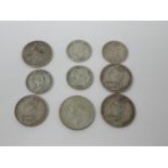 Crowns 1821, 1889, 1890 and 1937, Double Florin 1887 and Half Crowns 1881, 1887 x 2 and 1900