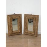 A pair of gilded gesso and pine framed Wall Mirrors with relief moulded Phoenix and rose decoration