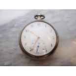 An early 19th Century silver pair cased key wind Pocket Watch the white enamel dial with arabic nume