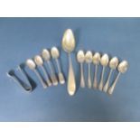 Eight various silver Coffee and Teaspoons and an Austrian Continental silver Tablespoon