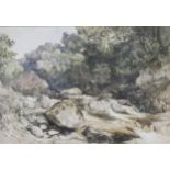 WILLIAM WEST (1801-1861). A Rocky River Torrent, signed and dated 1848, watercolour, 15 x 22in; toge