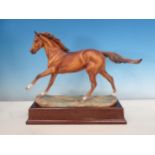 A Hereford Fine China Model of 'Hyperion', 1979 Derby Winner raised on fitted wooden base