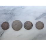 Mary Tudor (1553-58), a 1555 Philip & Mary Shilling and 3 Groats (4)