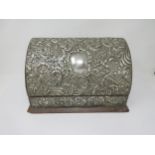 A Victorian silver mounted Stationery Box embossed cherubs, squirrels, floral and leafage scrolls, B