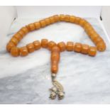 An Amber type bead Necklace, approx 90gms