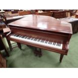 A Challen baby Grand Piano raised on squared tapering supports and casters A/F, 4ft 3in L