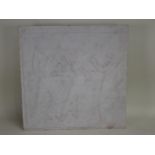 ANNABEL SPRIGGE (1906-1980); 'No Goal, No Goal', carved marble plaque, artist's name, address and ti