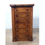 A Victorian figured walnut veneered Oologist's Cabinet in the form of a Wellington chest fitted six