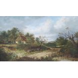 JOSEPH THORS (1835-1920). On a Country Track, signed, oil on canvas, 12 x 20in