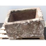 A carved stone rectangular Trough 2ft 6in W x 1ft 4in H