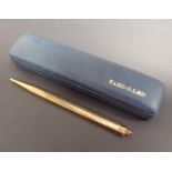 A 9ct gold cased retractable Pencil, marked Baker's Perm-Point, approx 15.30gms all in
