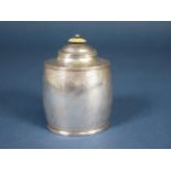 A 19th Century Danish silver oval Tea Caddy and Cover engraved bright-cut friezes and initials EB, C