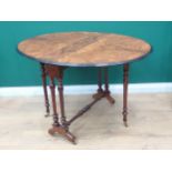 A Victorian burr walnut Sutherland Table on turned supports 2ft 11in W x 2ft 4in H