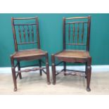 A near pair of early 19th Century Clisset type single Chairs in ash and elm with spindle backs, soli