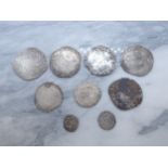 Charles I (1625-49) Shillings (5), Sixpences (2), Half Groat and One Penny (9)