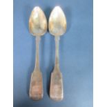 A pair of George III silver Tablespoons, fiddle pattern engraved initials, Exeter 1817