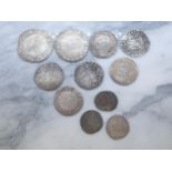 Elizabeth I (1558-1603) Shillings (2), Sixpences 1561, 1562, 1572, 1573, 1591 and 1595, and Three Pe