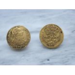 Portugal 1720 Gold 400 Reis and Spain 1786 Gold Half Escudo (2)
