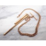 9ct Gold Graduated Watch Albert, A 9ct Gold Swizzle Stick and A 9ct Gold Retractable Pencil. Chain l