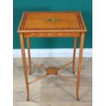 A 19th Century satinwood Occasional Table with painted design of musical instruments within swag and