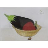 JOHN NAPPER (1916-2001). Aubergine and Pimento, signed with monogram and dated 1999, watercolour, 6½