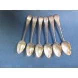 Six George III silver Teaspoons engraved E.W., London 1799, maker: S.G. & E.W.