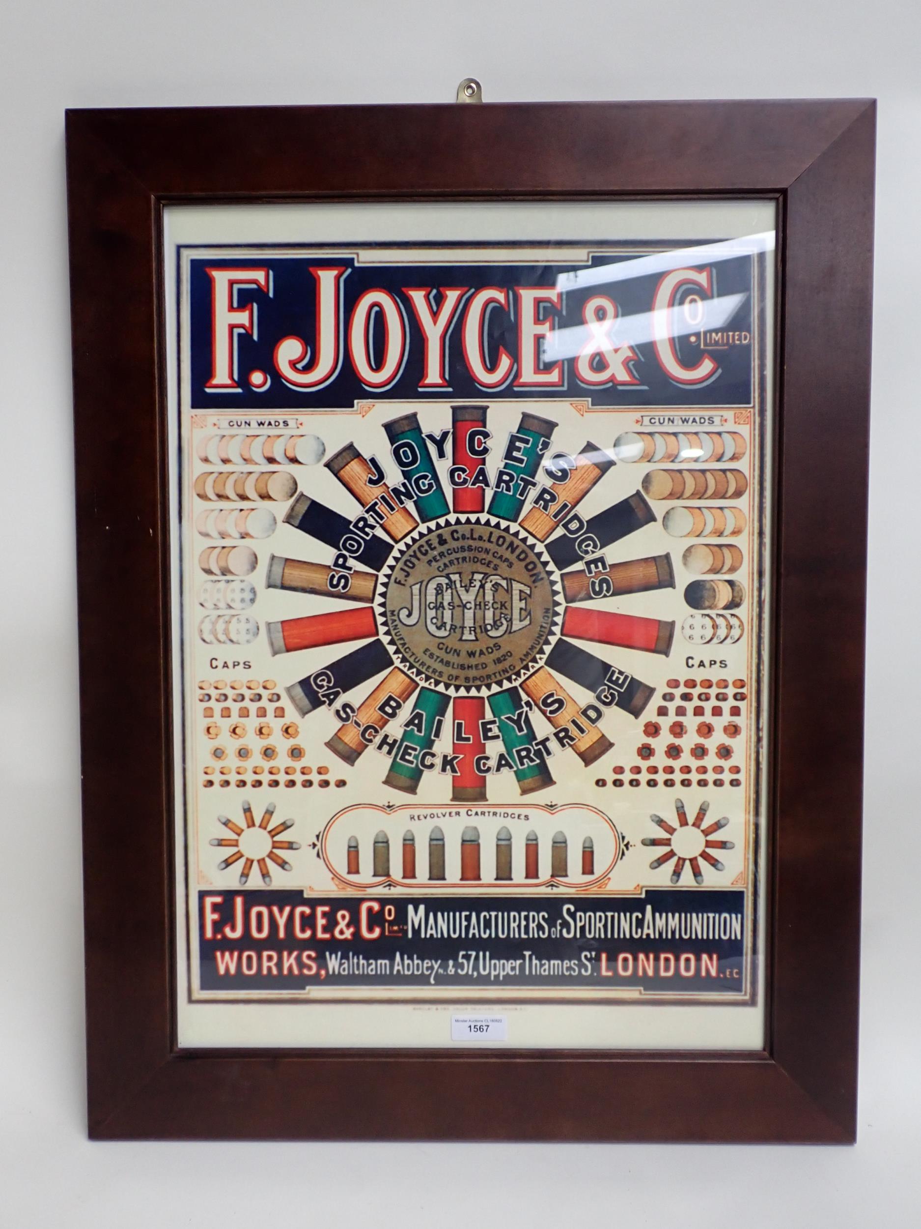 A framed Print of F. Joyce & Co. Ammunition