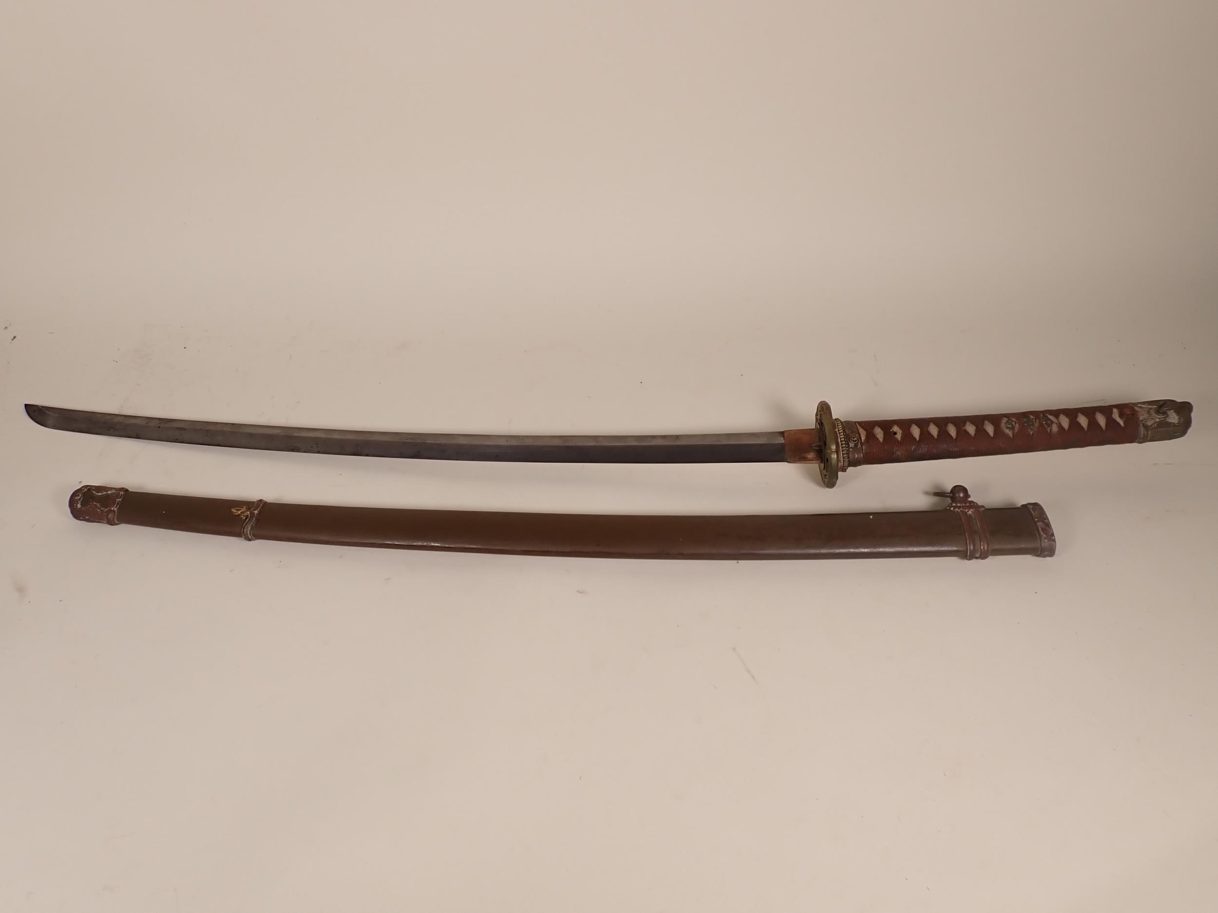 A Japanese Katana by Ishido Teruhide in WWII military mounts. This smith was descended from the - Image 6 of 19