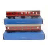 Two Hornby-Dublo D3 LMS Corridor Coaches, near mint with 4/51 boxes. LMS 1/3rd and brake/3rd, both
