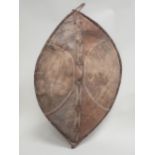 An East African painted hide Shield, possibly Masai 3ft 2in L x 2ft W