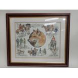 A framed watercolour 'Fox Hunting' by Jan Farnes