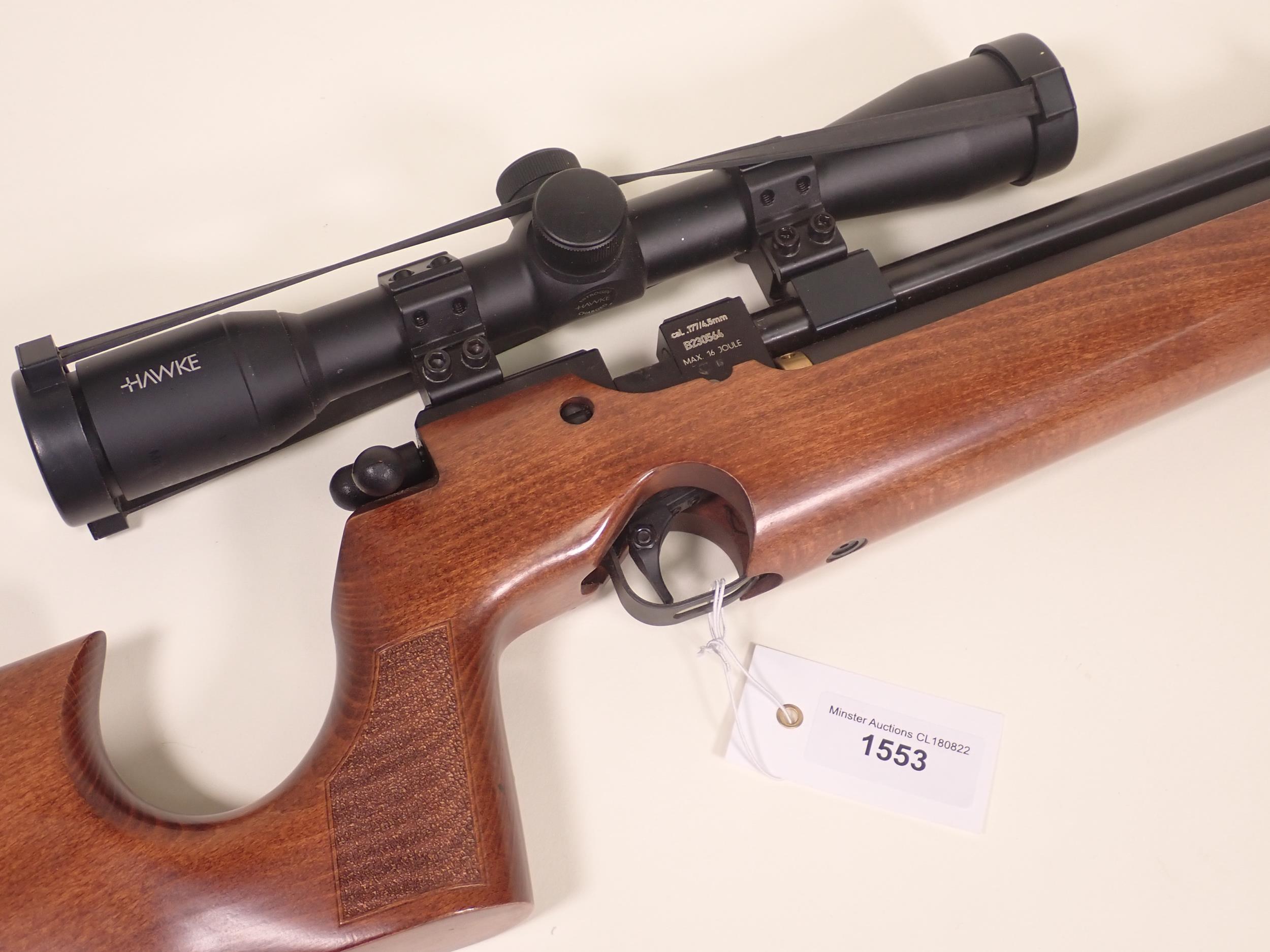 An Air Arms S200 .22 PCP Air Rifle with sound moderator and Hawke 4x32 telescopic sight - Image 6 of 7