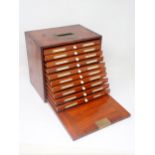 A late 19th or early 20th Century transportable mahogany Salmon Fly Fishing Reservoir or Cabinet
