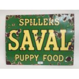 An original Spillers Saval Puppy Food enamel Sign 24in W x 18in H