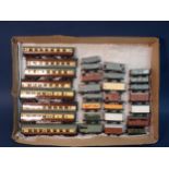 Thirty unboxed Hornby-Dublo 2-rail Coaches and Wagons (two GWR wagons converted to 2-rail).