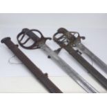 A Victorian Infantry Officer's Sword in brass scabbard A/F and an 1821 Pattern Light Cavalry Sword