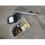 A Hardy's Fish Tailer, a Hardy alloy Rod Tube, a Whitlock Landing Net, a box of Lures, Minnows, a