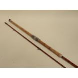 A J.J.S. Walker Bampton & Co., Alnwick split cane 9ft 6in two piece Salmon Spinning Rod