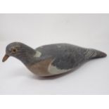 A vintage carved and painted Woodpigeon Decoy by Harry Boddy 14in L