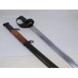 A Type 32 Japanese Cavalry Troopers Sword in scabbard with green painted finish