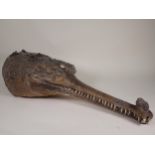 An antique taxidermy Gharial head 2ft 6in L