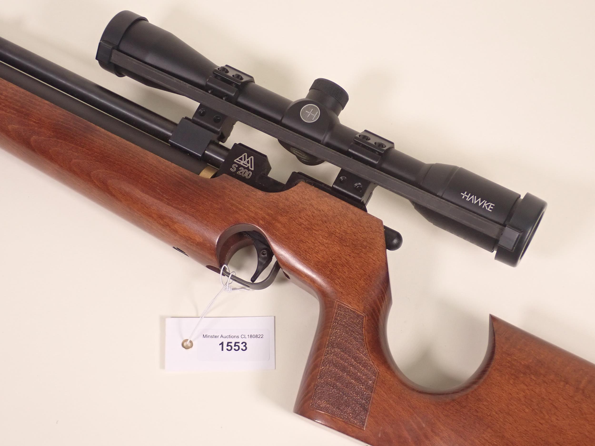 An Air Arms S200 .22 PCP Air Rifle with sound moderator and Hawke 4x32 telescopic sight - Image 2 of 7