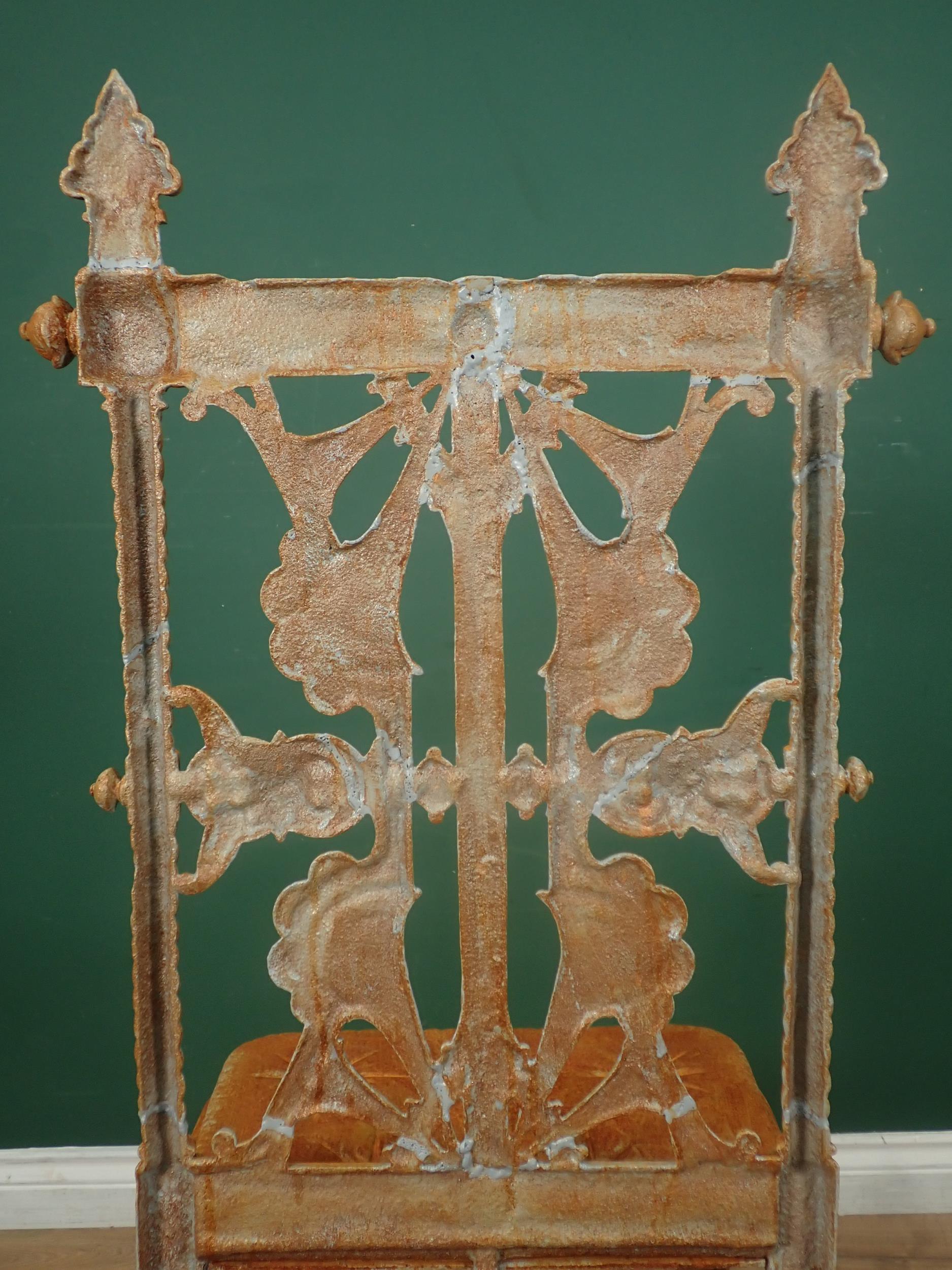 A Coalbrookdale cast iron Chair designed by Christopher Dresser, with pierced back, cast simulated - Image 10 of 14